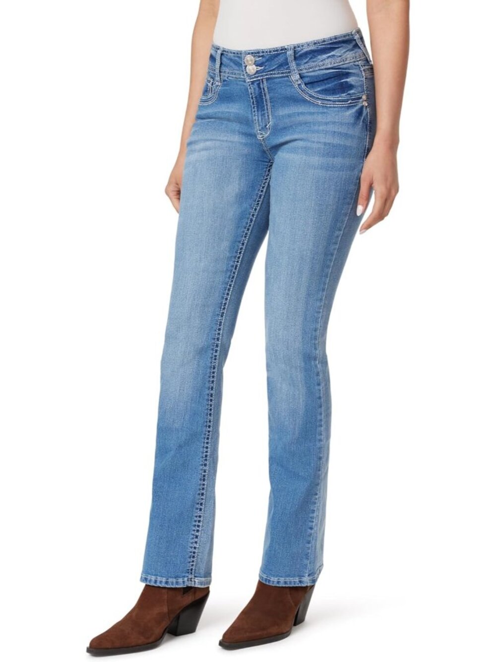 Women Audrey Mid Rise Stretch Denim Trendy Classic Luscious Curvy Bootcut Jeans